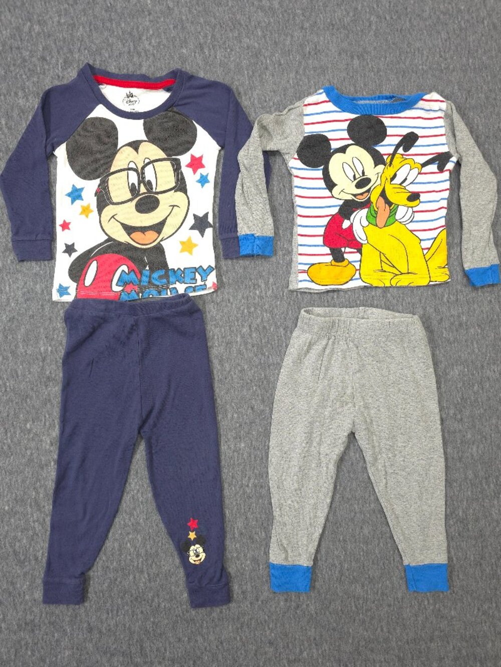 Disney Mickey Mouse Pluto Pajama Bundle 24M 2T 2 Sets 4pc